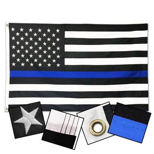 Thin Blue Line Durasleek American Flag Sewn & Embroidered